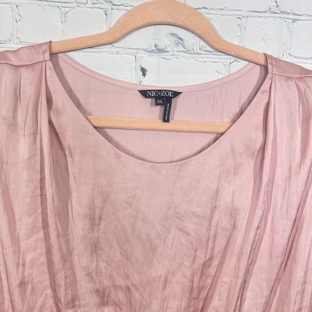 NIC+ZOE Blush Pink Satin Sleeveless Twist Front Blouse Womens XXL Elegant Office - Picture 5 of 11